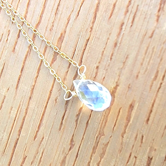 ROCK CRYSTAL QUARTZ Necklace Minimalist Crystal Gemstone - Picture 1 of 6